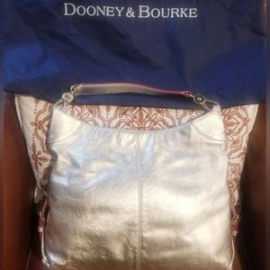 Dooney & Bourke Silver Leather Large Hobo Bag